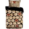 Gipetex Natural Dream 3D talianská obliečka 100% bavlna Catasta Tronchi - polienka&srdce - 140x220 / 70x90 cm