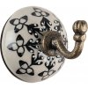 Clayre & Eef Bronzový antik nástenný háčik s porcelánovou knopkou - Ø 6*7 cm - Clayre & Eef