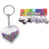 Prívesok na kľúče akrylová s glitrom Srdce