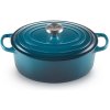 Le Creuset - Liatinový hrniec oválny s pokrievkou 29 cm/4,7 l modro - zelený