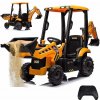 JOKO Elektrický Traktor JCB, Bager 4v1 s Kabínou a zadnou Lyžicou, diaľkové ovládanie, nosnosť 30kg, žltý
