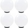 LED záhradné lampy, 4 ks, guľaté, 30 cm, PMMA