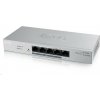 Zyxel GS1200-5HPv2 5-portový stolový gigabitový webový inteligentný PoE switch, 4x PoE+ GbE, PoE 60W, bez ventilátora