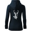 Jeleň z listov - Mikina dámska trendy zipper s kapucňou - XL ( Tmavomodrá (veľmi tmavá - skoro čierna) )