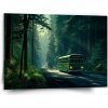 Sablio Obraz Zelený autobus v lese - 150x110 cm
