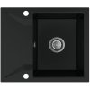 Sink Quality Obsidian, kuchynský granitový drez 590x500x210 mm + chrómový sifón, čierna, SKQ-OBS.C.1KKO.X