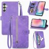 Peňaženkové kožené puzdro Zipper na Samsung Galaxy A25 5G - Fialová