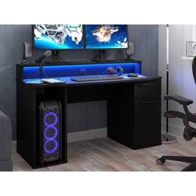 HELCEL PC stôl Gamer, čierny + LED