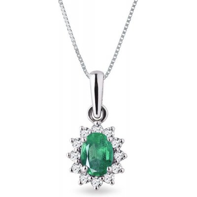 Klenota Smaragdový náhrdelník s diamantmi v bielom zlate k0206122 —  Heureka.sk