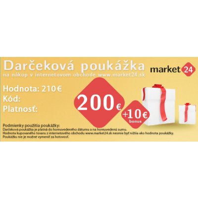 Darčeková poukážka 200 EUR + 10 EUR Bonus