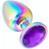Sensual A64 Kovový análny kolík s fialovým kryštálom 9,5 cm