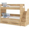Poschodová posteľ s prístelkou, úložným priestorom a schodíkmi Cody Modular - dub
