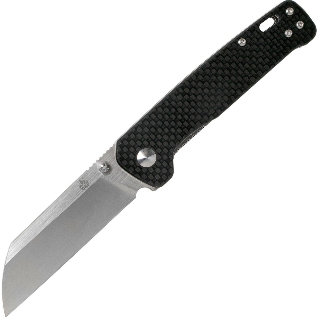 QSP Knife Penguin, Satin D2 Blade, CF Overlay G-10 Handle QS130-E