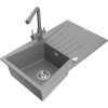Mexen Cesar, granitový drez 775x470x190 mm, 1-komorový a šedá matná batéria Duero, šedá, 6514-71-671600-71
