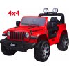 JOKO Elektrické autíčko JEEP Wrangler Rubicon 4x4, penové kolesá, kožené sedadlo, FM rádio, červené