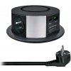 Solight 3z + USB A+C 20W PD, Wireless 10W, výsuvný blok zásuviek, 2m, čierny