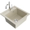 Mexen Vito, granitový drez 490x520x210 mm, 1-komorový a drezová batéria Carla, béžová, 6503-69-670700-00