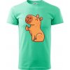 Kapybara s palcom hore - Klasické pánske tričko vyššej gramáže - XS ( Mätová )