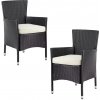 InternetovaZahrada - Ratanové kreslá 2 ks - čierna/krémové podušky