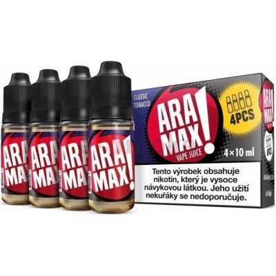 4-Pack Classic Tobacco Aramax e-liquid, obsah nikotínu 18 mg