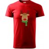 Jeleň so šálom - Klasické pánske tričko vyššej gramáže - L ( Červená )