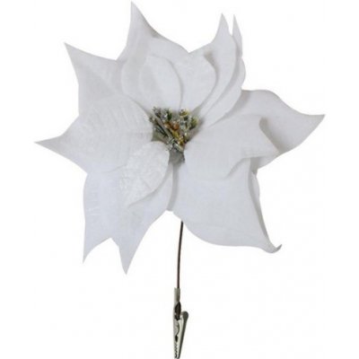 Kvet Poinsettia so štipcom biela 25 cm / 1 ks