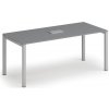 Rokovací stôl PRIMO SQUARE, 180x80 cm, grafit + stolová zásuvka TYP I, strieborná