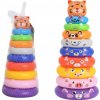 mamido Farebná pyramída z krúžkov so samolepkami zvieratiek