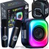 SADA PRENOSNÝ BLUETOOTH REPRODUKTOR KARAOKE RGB 2 MIKROFÓNY USB SD MINI JACK