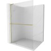 Mexen Kioto+ L, sprchová zástena Walk-In s poličkou a vešiakom 100 x 200 cm, 8mm sklo s rebrovým vzorom, zlatý matný profil, 800-100-123-55-09