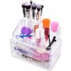 VEYRA Kozmetický organizér – 4 poschodia, 3 zásuvky + 16 priehradiek, priehľadný plast