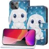 Peňaženkové 3D puzdro PAINTED na iPhone 13 Mini - Rabbit