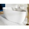BESCO GOYA XS MATT 140 x 62cm vaňa voľne stojaca oválna, s chrómovým sifónom, liaty mramor, biela matná, #WMMB-140G