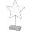 Vianočná LED dekorácia kovová hviezda na podstavci 30diód, matná striebor., 30cm