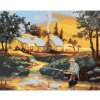 Diamondi Diamantové maľovanie - RYBÁR V RIEKE, DOM A ZÁPAD SLNKA (D. RUSTY RUST) Rámovanie: vypnuté plátno na rám, Rozmer: 40x50 cm