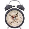 Retro budík Vintage čierny 12cm (Budík do spálne, matná čierna farba, výška 12cm)