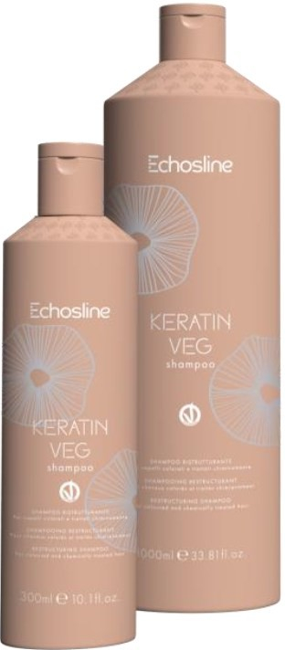 Echosline new Keratin VEG Shampoo obnovujúci šampón pre farbené a chemické ošetrované vlasy 1000 ml