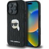 Karl Lagerfeld Hardcase Leather Monogram (KLHCP16LPGKLKIPK) – kožené tvrdé puzdro s monogramom a Karl Head Pin pre iPhone 16 Pro – čierne KF2340654