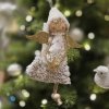 Anděl závěsná dekorace na vánoční stromeček s třpytivými detaily anděl s vločkou