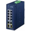 Planet IFGS-1222TF průmyslový L2 switch, 8x 10/100TX, 2x 1Gb, 2x 1Gb SFP, -40~75°C, 9-48VDC, IP30, fanless, RING