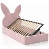 Čalúnená detská posteľ s úložným priestorom 90x200 s roštom, Ružový Velvet Kids Line 2 Králik