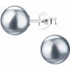 Nefertitis 00480 Strieborné náušnice 8 mm PERLA DARK GREY NF56704 - 8 mm, 0,95 g