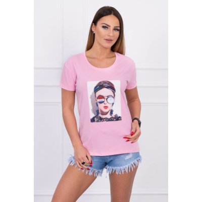 Dámske tričko s grafikou ženy MI5405 pudrovo ružové