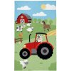 DETEXPOL Detský uterák Farma červená - Bavlna - Froté - 50/30 cm