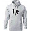 Border kólia obrys hlavy - Mikina pánska Cape s kapucňou - M ( Svetlosivý melír )