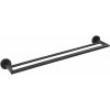 Sapho X-ROUND BLACK dvojitý držiak uterákov 600mm, čierna mat XR401B