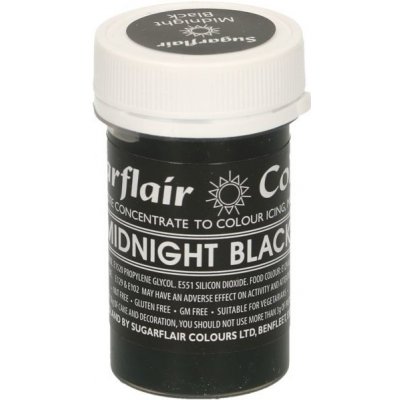 Sugarflair Colours Gélová farba Midnight Black čierna 25 g