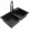 MEXEN/S MEXEN/S - Tomas granitový drez 2-bowl vrátane batérie Aster, čierna/zlatá metalik 6516-75-73450-70-B