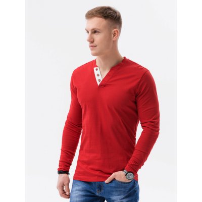 Ombre Clothing pánske tričko s dlhým rukávom Eliena červené