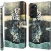 Peňaženkové 3D puzdro PAINTING na Samsung Galaxy S23 Plus 5G – Mačka a tiger